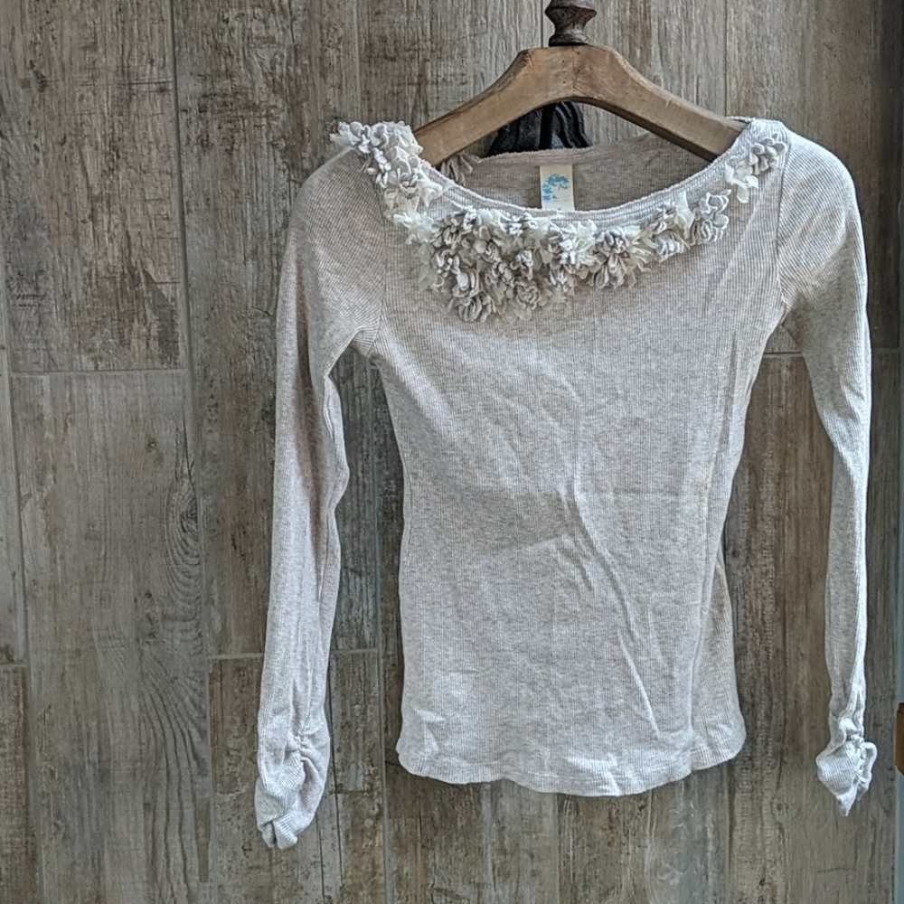 Long sleeve tee with floral accents